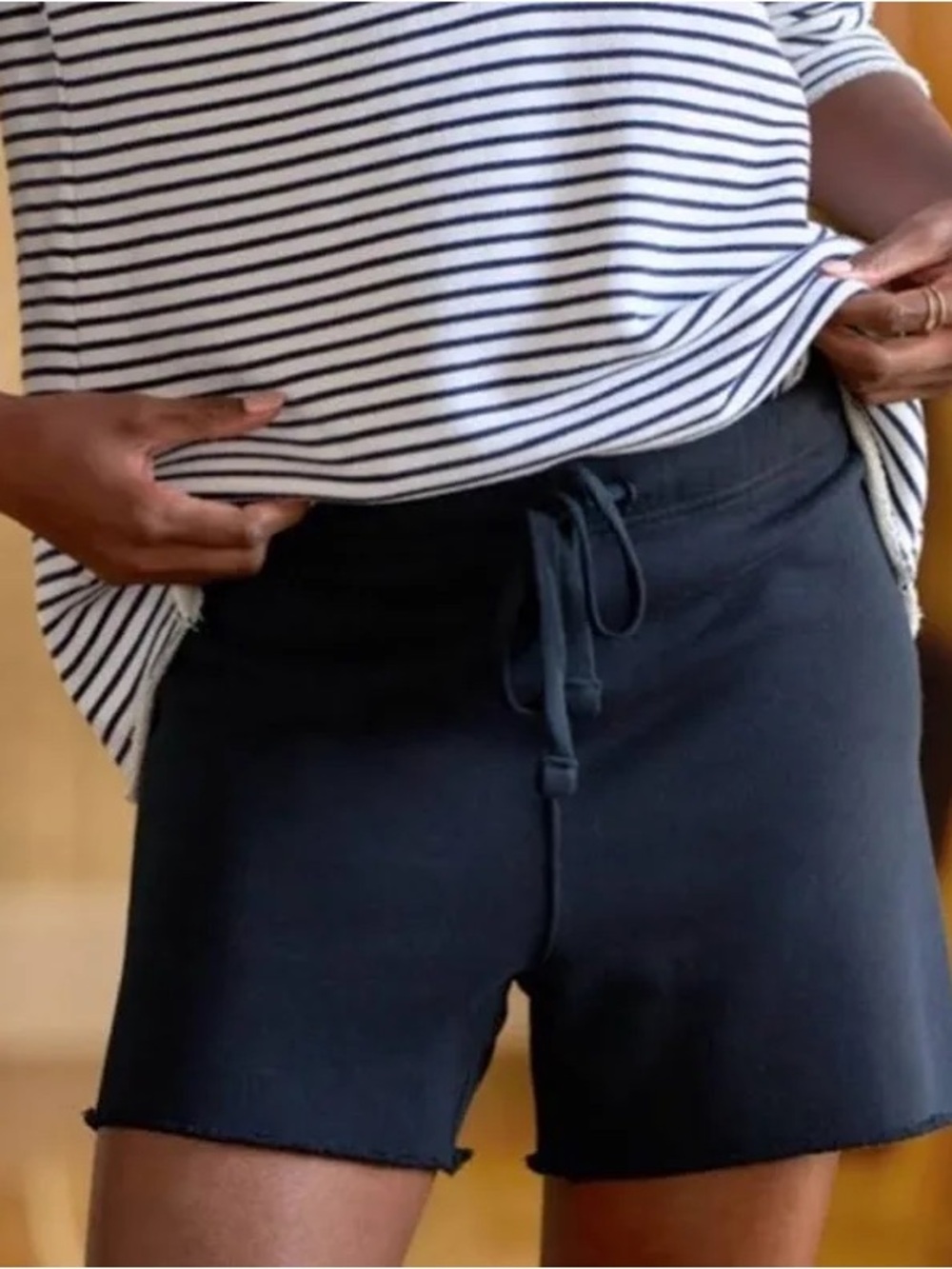 Frank & Eileen Black Drawstring Women's Pearl Lounge Cotton Sweat Shorts